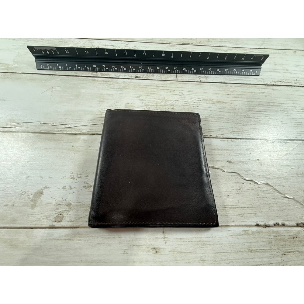 Pierre‎ Cardin Mens Bifold Wallet Dark Brown Leather Designer Card Holder